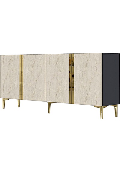 Ka1898atg Anka Konsol Ve Tv Sehpası Antrasit-traverten-gold 180cm