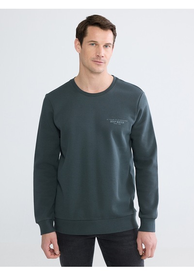 Lcwaıkıkı Classic Antrasit Bisiklet Yaka Erkek Kalın Sweatshirt