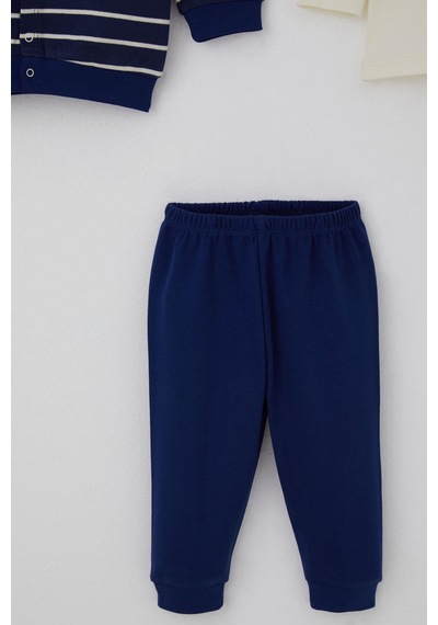 Breeze Erkek Bebek Bodyli 3 Lü Takım Çizgili Çıtçıtlı 4 Ay-1 Yaş, Lacivert Lacivert