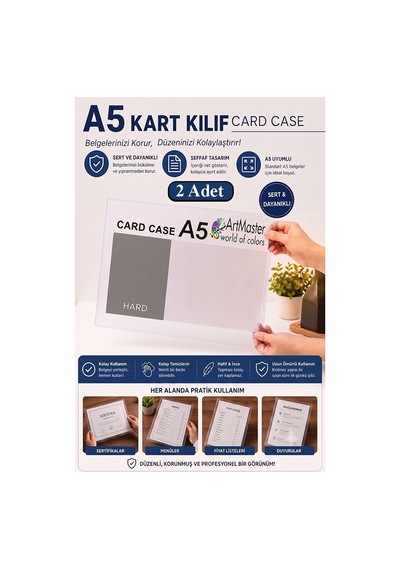 A5 Afiş Muhafaza Kabı 2 Adet 15x21 Cm Menü Belge Saklama Kabı Şeffaf Kaliteli Plastik Dosya Belge Saklama