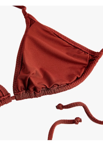 Koton Dokulu Üçgen Bikini Üstü Kahverengi 6sak10010mm