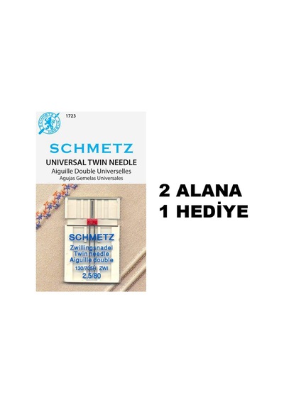 Schmetz Nervür Çiftli Ev Tipi Dikiş Makine İğnesi 2.5 Mm
