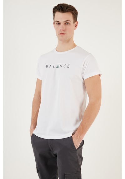 Buratti Pamuklu Slim Fit Bisiklet Yaka Erkek T Shirt 541Balance Beyaz