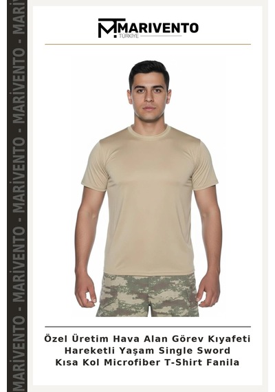 Özel Üretim Hava Alan Görev Kıyafeti Hareketli Yaşam Single Sword Kısa Kol Microfiber T-shirt Fanila Standart