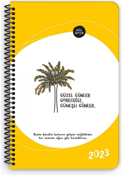 Hisli Şeyler 2023 13x19,5cm Haftalık Ajanda - Güzel Günler Göreceğiz Sarı / 831254 Renkli