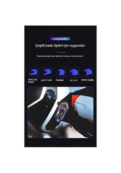 Vothoon Y20 Motor Kurye Kask Kulaklık Rgb Modlu Bluetooth Motosiklet Kulaklık 5.3 Bluetooth Interkom Çok Renkli