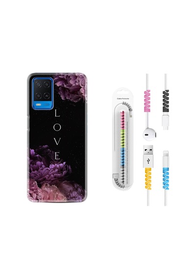 Oppo A54 Kılıf Kablo Koruyuculu Love Flow 1664