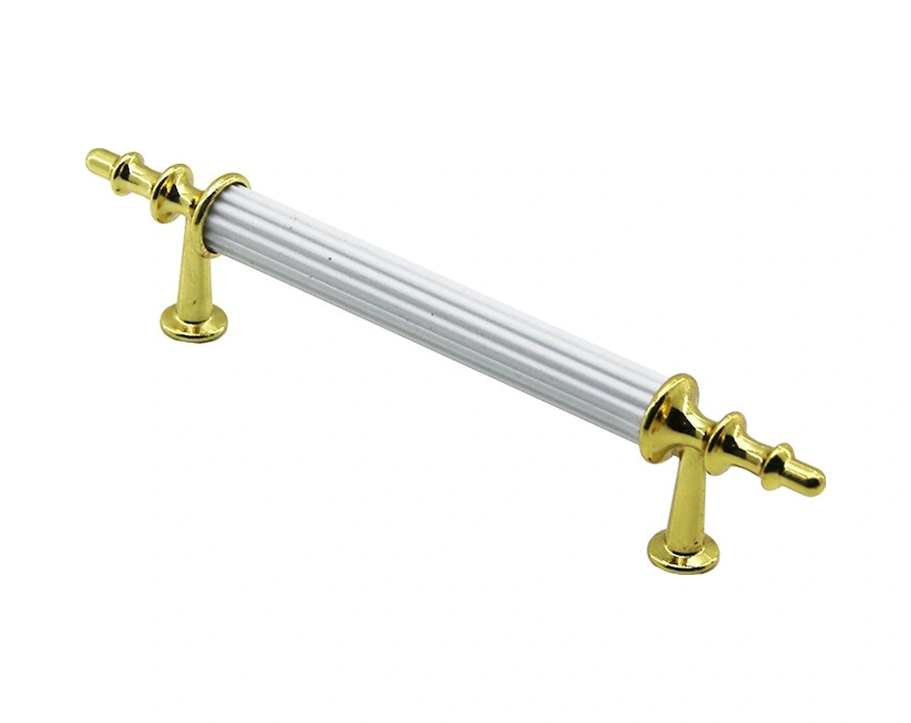 10 Adet Beyaz - Altın Boru Kulp 9.6cm 4741 Beyaz - Siyah