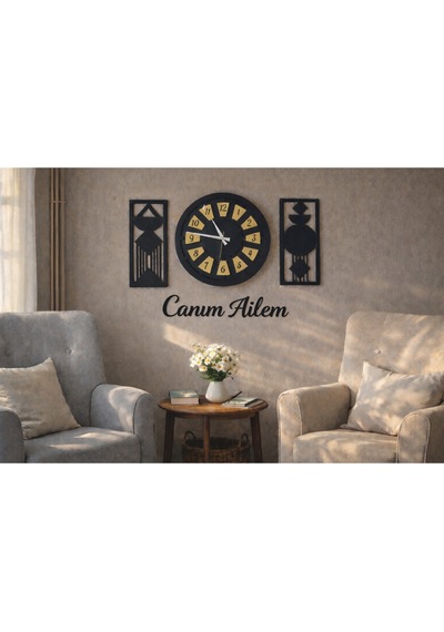 Salon Saati 40 Cm Canım Ailem Temalı No 30 Çok Renkli