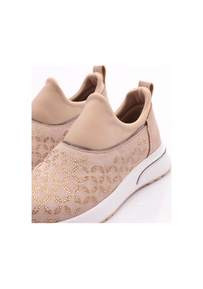 Dgn 404 Kadin Demir Taşli Sneaker Ayakkabi 404-2494-R146116 Bej - Beyaz