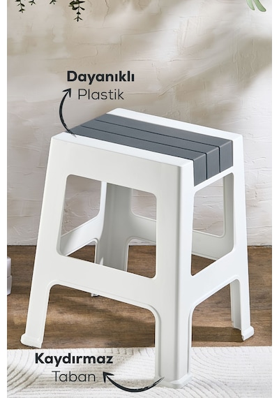 Vienev Plastik Büyük Tabure Gri Gri