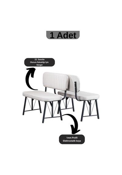 Elfin Mutfak , Yemek Odası Bahçe Balkon Otel Restoran Kafe Bench, Puf, Sırtlı Bench -1 Adet Krem Krem