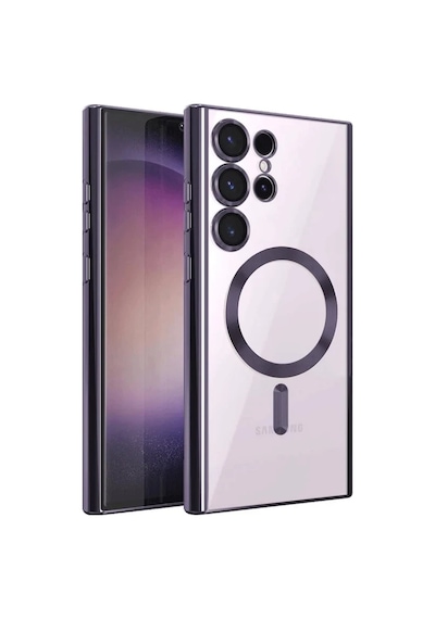 Samsung Uyumlu Galaxy S24 Ultra Uyumlu Kılıf Kross Magneticsafe Kapak - Mor