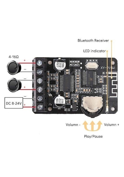Xy-p15w 2x15 Watt Bluetooth Stereo Amfi Modül Amplifikatör Devre