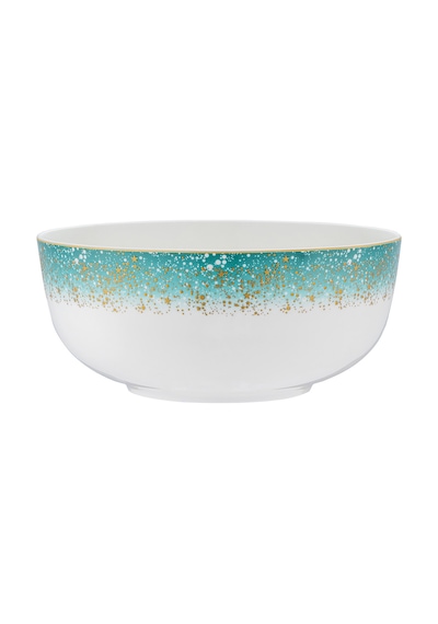 İstanbul Porselen Starlight Fine Bone New Year Yılbaşı Salata Kasesi 21 Cm Yeşil