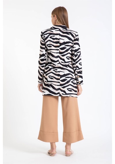 Esswaap Animal Printed Ceket Ve Duble Paça Pantolonlu Takım Bej-bej Bej
