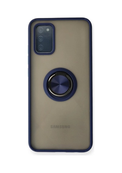 Samsung Galaxy Uyumlu   A02s Kılıf Montreal Yüzüklü Silikon Kapak - Lacivert