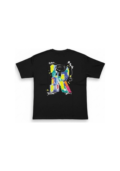 Zekids Erkek Çocuk Pamuklu Sırt Baskılı Kısa Kollu Tasarım T-shirt-16866 SIYAH