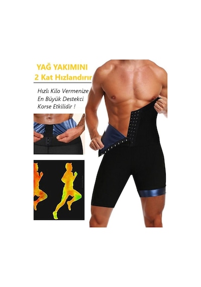 Sauna-şort Yüksek Bel Agraflı Sauna Termal Toparlayıcı Ve Sıkılaştırıcı Spor Şort Mistirik Siyah