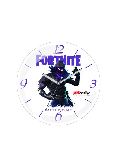 Fortnite Cavaleiro Negro Sattle Royale Çap 30cm Sessiz Akar Bombeli Gerçek Cam Duvar Saati Çok Renkli