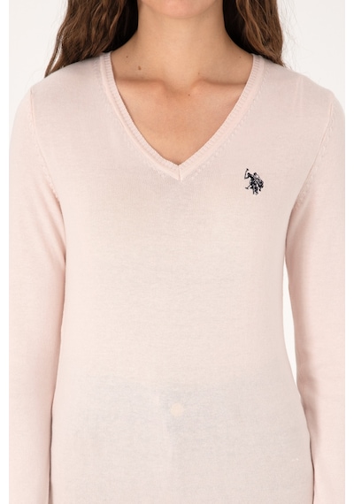 U.S. Polo Assn. Kadın Açık Pembe V Yaka Basic Kazak 50313590-VR078