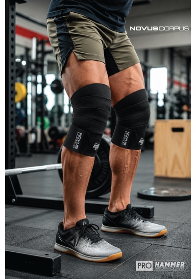 Fitness Diz Bandajı Knee Wraps Ağırlık Crossfit Dizliği Sarmalı Dizlik Cırt Bantlı - 2 Adet - Siyah Desen
