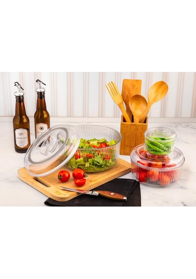 Cenoa Crystal Ware F-402 Saklama Kabı 350ml 4750ml 3100ml 1300 3 Adet Set Mika Yuvarlak - 12'li Paket Diğer