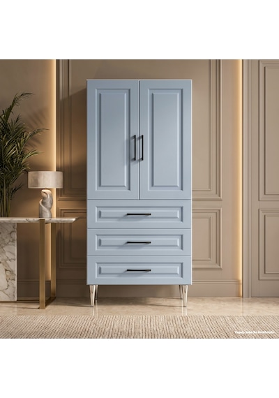 Rapallo Çok Amaçlı Dolap 60 Cm 2 Kapak 3 Çekmece Soft Denim Mavi - Çok Amaçlı Çekmeceli Dolap Yeşil Rapallo Çok Amaçlı Dolap 60 Cm 2 Kapak 3 Çekmece Soft Denim Mavi - Çok Amaçlı Çekmeceli Dolap Yeşil