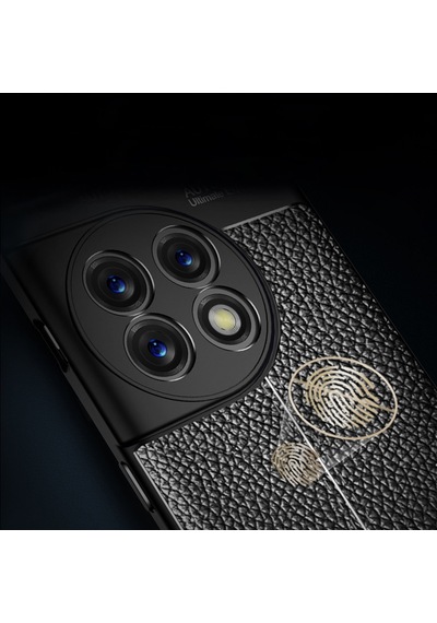 Caseonn Oneplus 11 Kılıf Lüks Dikiş Detaylı Deri Görünümlü Kapak Siyah