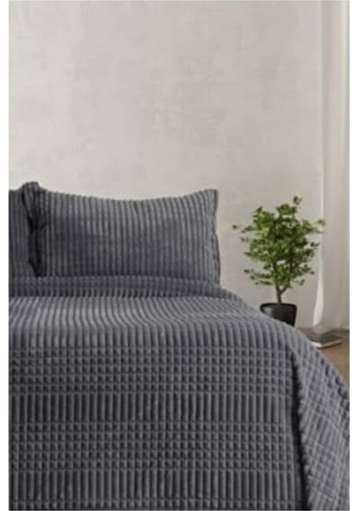 Merinos Modern Line Tek Kişilik Battaniye Seti Koyu Gri