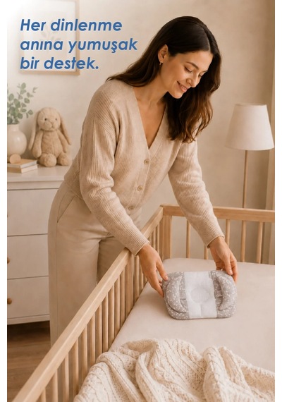 Babyjem Ayarlanabilir Düz Kafa Yastığı Gri Çiçek