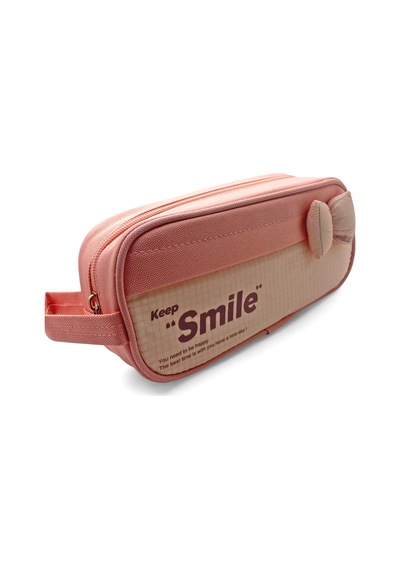 Kalem Kutusu Fiyonk Smile Geniş Kapasiteli İki Bölmeli Kalemlik - Pembe