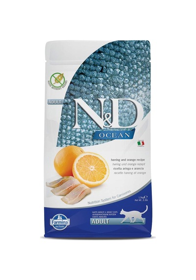 N&d Kuru Kedi Maması, Ringa Balığı Ve Portakallı, Yetişkin, 1.5 Kg Sku: Zeus8690010252654