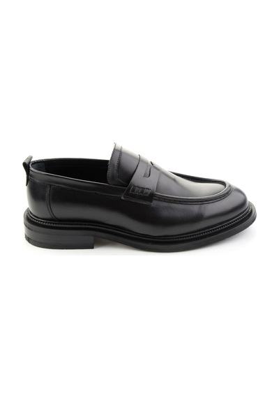 Bambi Siyah Antik Hakiki Deri Erkek Loafer Ayakkabı E01600301341