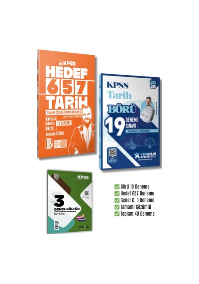 Kpss Tarih Mega Deneme Seti Börü 19 + Hedef 657 37 Tamamı Çözümlü Deneme + Genel Kültür Fasikül