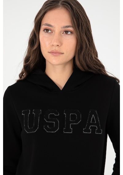U.S. Polo Assn. Kadın Siyah Basic Kapüşonlu Sweatshirt 50296931-VR046