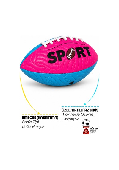 Amerikan Futbol Topu Dikişli Pu Suni Deri American Football Topu At Yakala Bahçe Topu 22 Cm Çok Renkli
