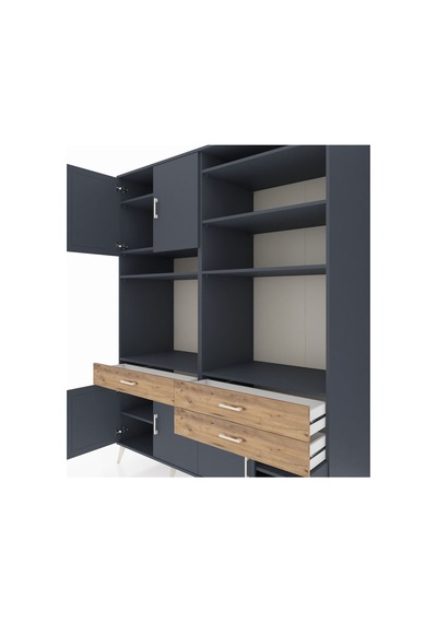Kronos Gardrop 10 Raflı 3 Çekmeceli 8 Kapaklı 176x59x221 Antrasit-antrasit/çam Beyaz Kronos Gardrop 10 Raflı 3 Çekmeceli 8 Kapaklı 176x59x221 Antrasit-antrasit/çam Beyaz
