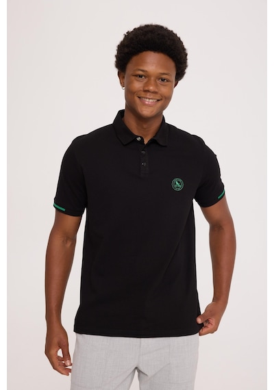 Summer Polo Siyah Basıc Polo Yaka Tişört Siyah