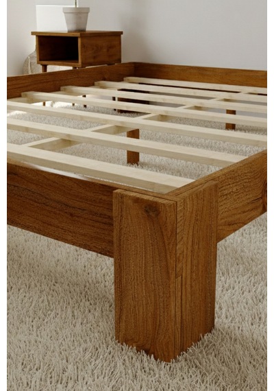 Soft Masif Ahşap Karyola Ve 2 Adet Komodin Ceviz 90x190