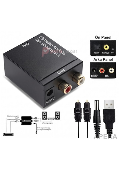 Dijitalden Analoğa Ses Dönüştürücü Optik Toslink Coaxial To Rca L/r Çevirici Adaptör Sadece Tek Yönlü Tv Amfi Ses Sistemi Uyumlu Cn06