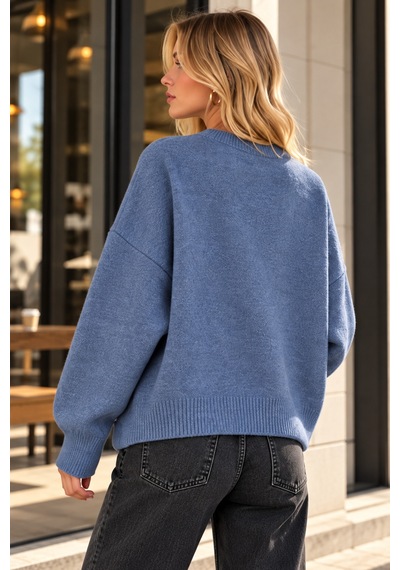 Cloudy Kids Kadın Bisiklet Yaka Oversize Yumuşak Dokulu İndigo Triko Kazak İndigo - 631280414 İndigo Cloudy Kids Kadın Bisiklet Yaka Oversize Yumuşak Dokulu İndigo Triko Kazak İndigo - 631280414 İndigo