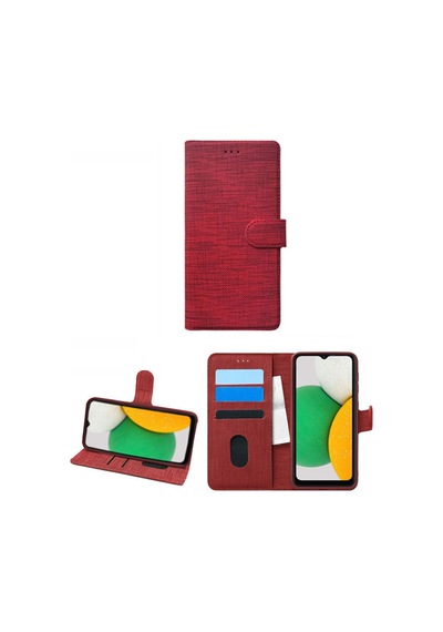 Samsung Galaxy Uyumlu   S10 Kılıfı Cüzdanspor Kumaş Kart Ve Bloknot Bölmeli Kılıf + Ekran Koruyucu Kırmızı