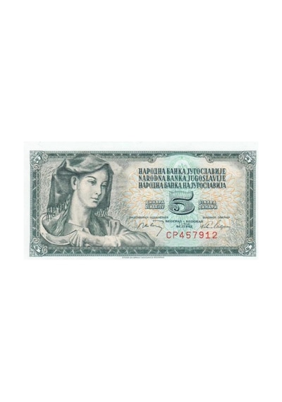 Yugoslavya 1968 Yılı 5 Dinar Kağıt Para Çil Unc Koleksiyon Para