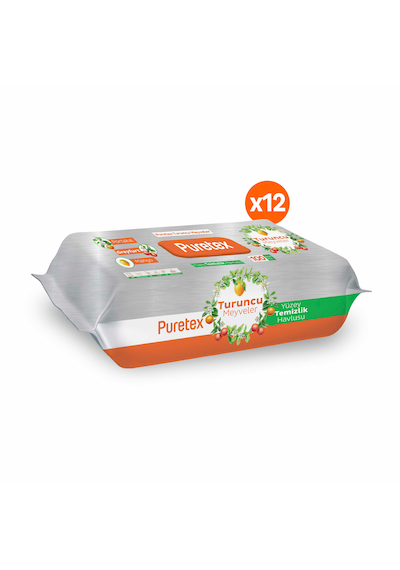 Puretex Yüzey Temizlik Havlusu Turuncu Meyveler 12x100 1200 Yaprak Beyaz