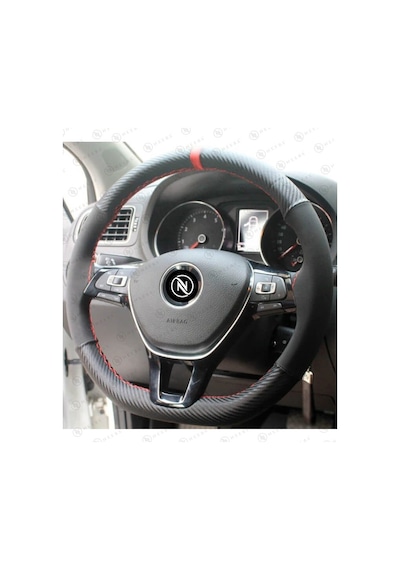 Fiat Egea 2016 Eu6 Direksiyon Kılıfı Alcantara Karbon Kırmızı Yüzük Kırmızı Dikiş Siyah Kırmızı