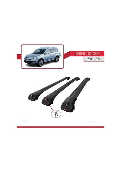 Citroen C-crosser 2006-2013 Arası İle Uyumlu Ace-1 Ara Atkı Tavan Barı Siyah 3 Adet Bar
