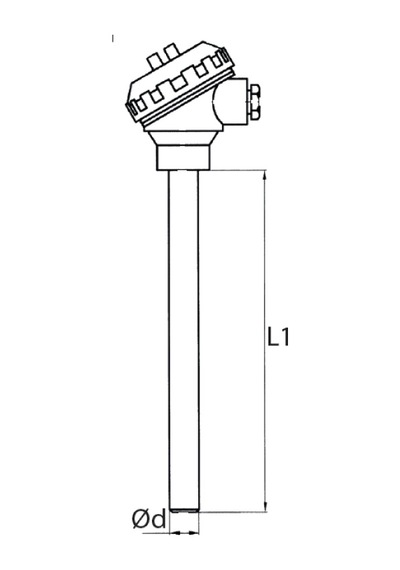 Kafalı Tip K Nicr-ni İnsetli Termokupl 22x500mm