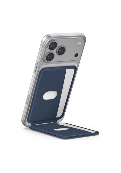 Skinarma Axis Serisi Foldable Stand Özellikli Deri Tasarımlı Kartlık Lacivert Lacivert