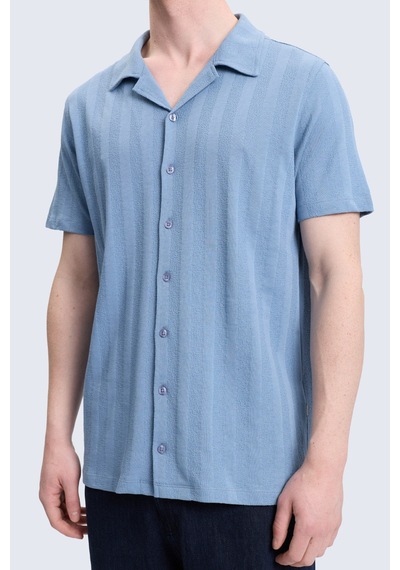 Hatemoğlu Mavi Regular Fit Apaş Yaka 100% Pamuk Casual Gömlek